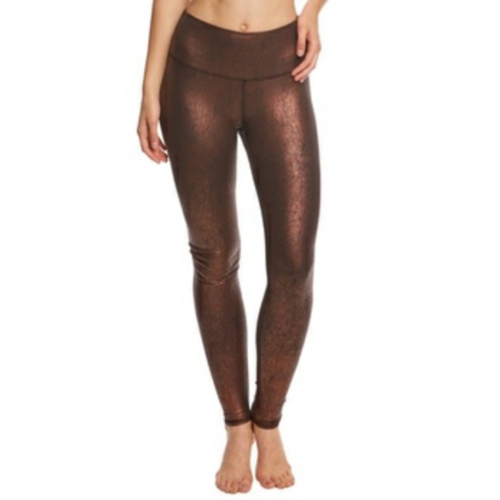ALO YOGA - NWOT Leggings Airbrush High Waist Cracked Metallic Copper Bronze XXS
